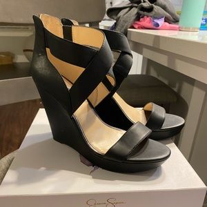 Jessica Simpson black wedges size 11